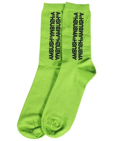 Ambush Logo Cotton Blend Socks In Green