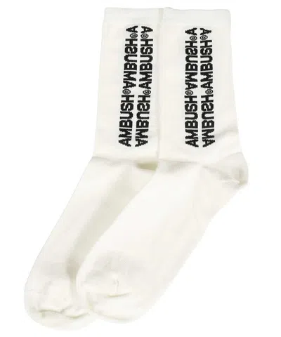 Ambush Logo Cotton Blend Socks In White