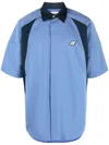 Ambush Dolman Sleeve Shirt In Dusty Blue Brilliant White