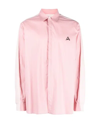 Ambush Logo-embroidered Cotton Shirt In Pink