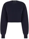 Ambush Distressed Crew Neck Cropped Sweatshirt In Blue