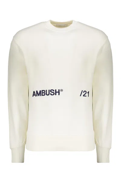 Ambush Logo Embroidered Cotton Sweatshirt In White