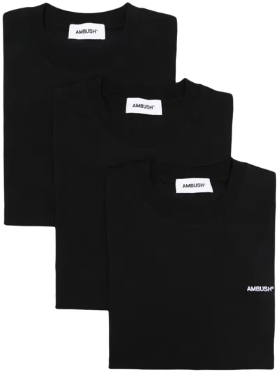 AMBUSH LOGO-EMBROIDERED CREW-NECK T-SHIRT