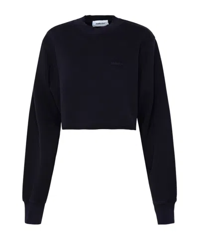 AMBUSH AMBUSH LOGO EMBROIDERED CREWNECK CROPPED SWEATSHIRT