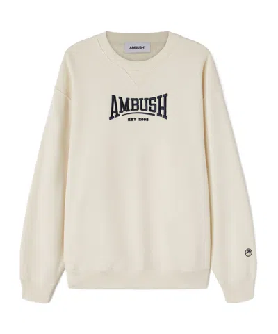 Ambush Logo-embroidered Organic-cotton Sweatshirt In White