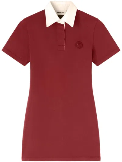 Ambush Logo-embroidered Polo Dress In Russet Brown