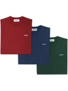 Ambush Logo-embroidered T-shirts (set Of Three) In Green