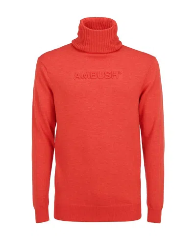 Ambush Logo High-necked Sweater In Red