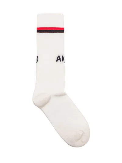 Ambush Logo Intarsia Socks In White
