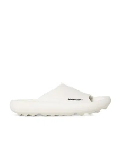 Ambush Logo-print Chunky Slides In White