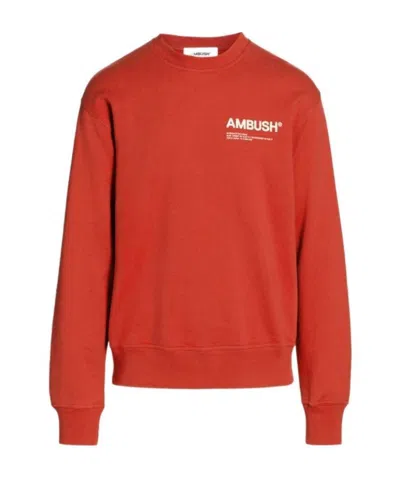 Ambush Logo-print Crew-neck Relaxed Sweatshirt In Red