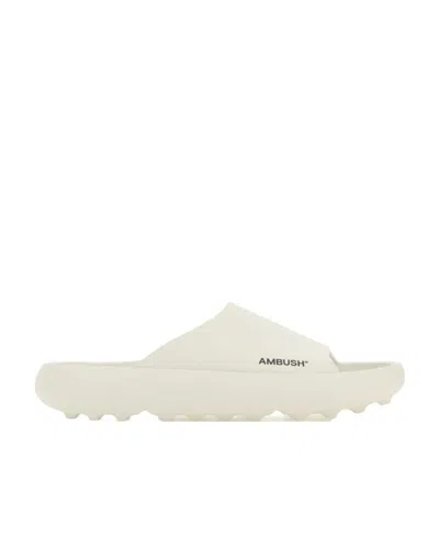 Ambush Logo-print Slip-on Slides In White