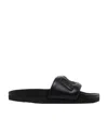 Ambush Quilted Lettering Logo Sliders Man Sandals Black Size 9 Calfskin In Black