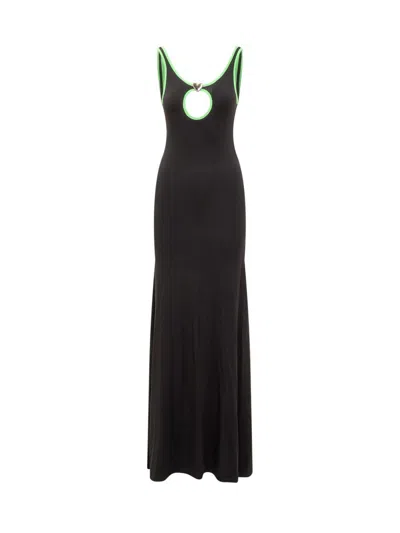 Ambush Heart-charm Cut-out Maxi Dress In Black