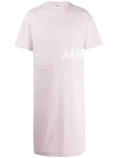 Ambush Long-line Logo-print T-shirt In Pink