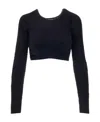 Ambush Long-sleeve Cropped Jumper In Black
