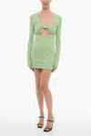Ambush Long Sleeved Mini Dress With Cut-out Details In Green