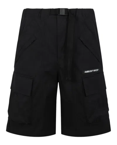 Pre-owned Ambush Men's  Logo Cargo Shorts In Black