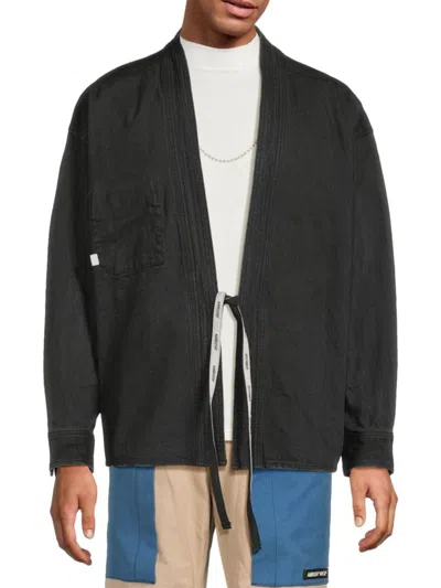 Ambush Men's Cotton Front-tie Denim Jacket In Black