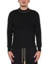 Ambush Cross-neck Knit Sweater With Ribbed Collar In Black