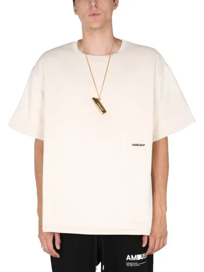 Ambush Men Padded T-shirt With Embroidered Logo In Beige