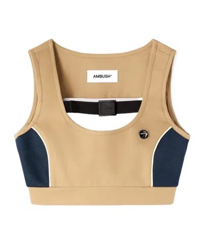 Ambush Mesh-detail Cropped Top In Nude