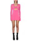 Ambush V-neck Cut-out Mini Dress In Stretch Viscose In Pink