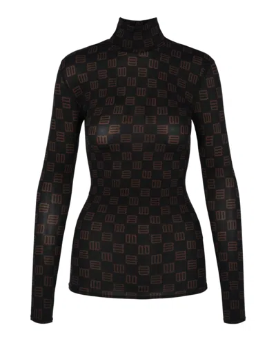 Ambush Monogram Fitted Turtleneck Top In Black