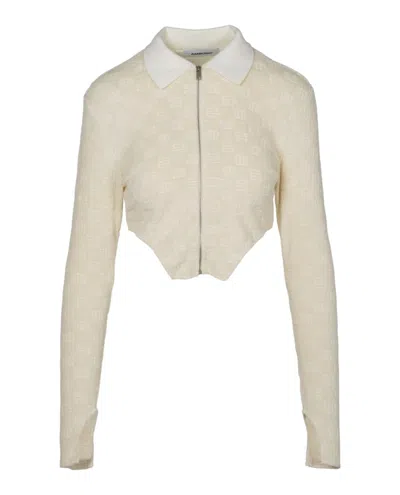 Ambush Monogram Jacquard Cropped Jacket In Brown