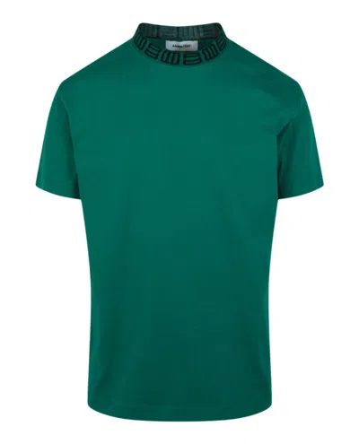 Ambush Monogram Rib Collar T-shirt In Green