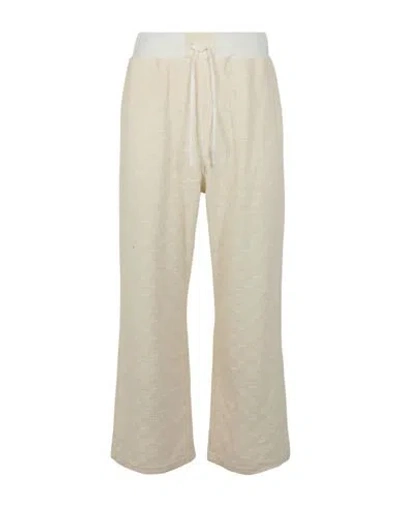 Ambush Monogram Sweatpants Man Pants Ivory Size M Cotton, Polyamide In White