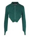 Ambush Monogram Zip-up Fitted Cropped Jacket In Green
