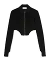 Ambush Monogram Zip Up Fitted Top Black Black In Black
