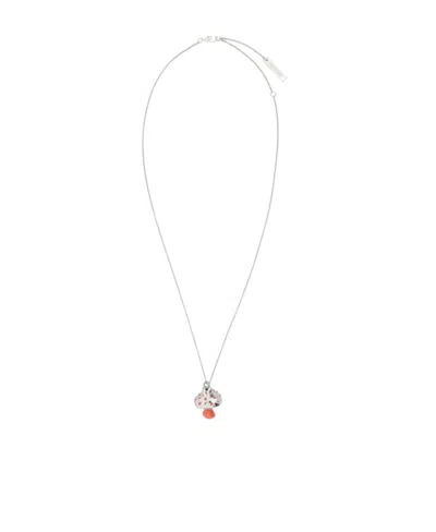 Ambush Mushroom-charm Chain-link Necklace In White