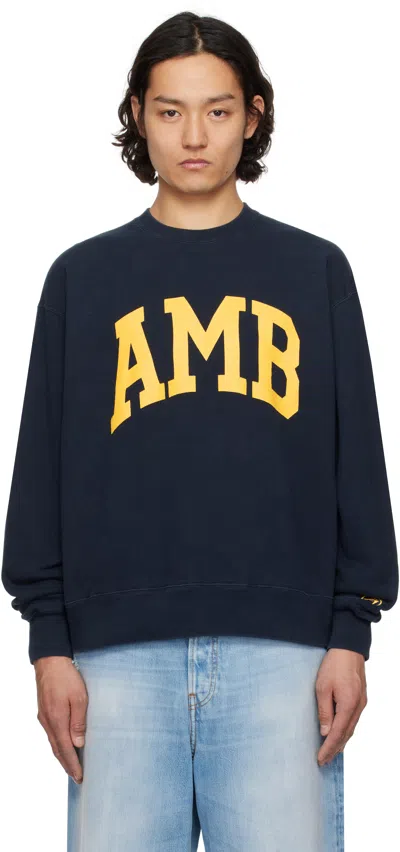 Ambush Black Long-sleeve Sweatshirt With Bold Lettering In Blue