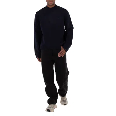 Ambush Navy Felted Knit Distressed Jumper In Blue