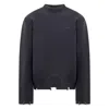 Ambush Navy Felted Knit Distressed Jumper In Blue