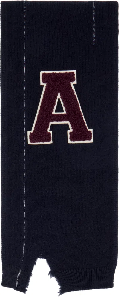Ambush Navy Knit Scarf In Russet
