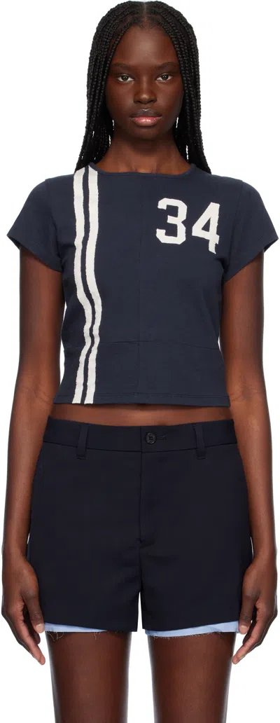 Ambush Navy Paneled Fitted T-shirt In 29 Navy