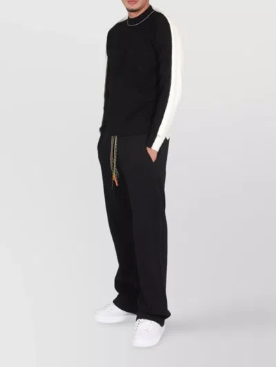 Ambush Neck Cross Crew Long Ribbed Contrast In Black