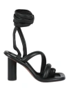 AMBUSH AMBUSH NEJIRI ANKLE WRAP HEELS WOMAN SANDALS BLACK SIZE 8 CALFSKIN