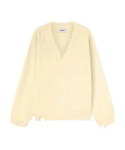 Ambush Number-embroidered Jumper In Nude