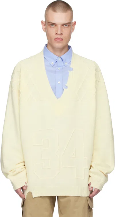 Ambush Off-white Destroyed Rib Knit Sweater