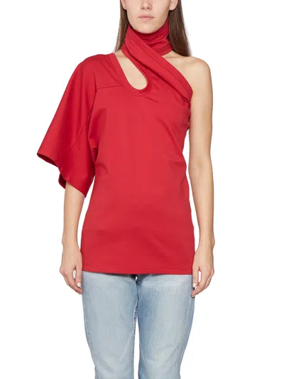 Ambush One-shoulder Cotton Top In Red