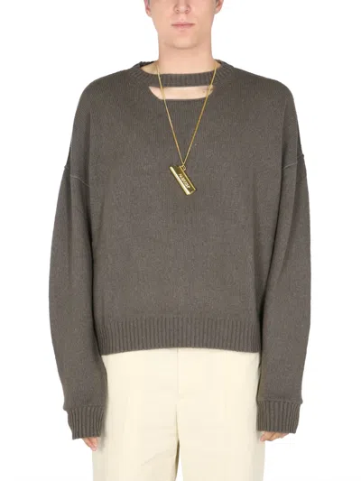 Ambush Oversized Fit Sweater With Cut-out Detail In Gray