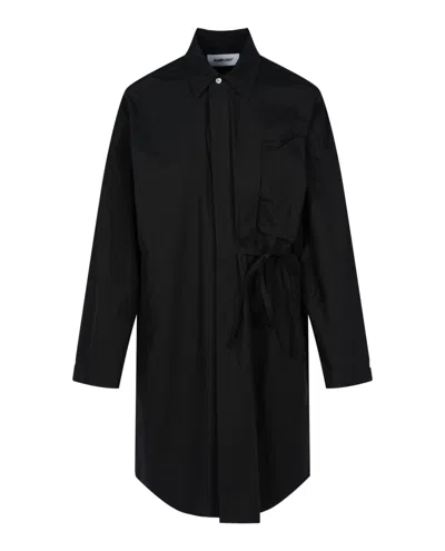 Ambush Oversized Waist-tie Shirt Dress In Black