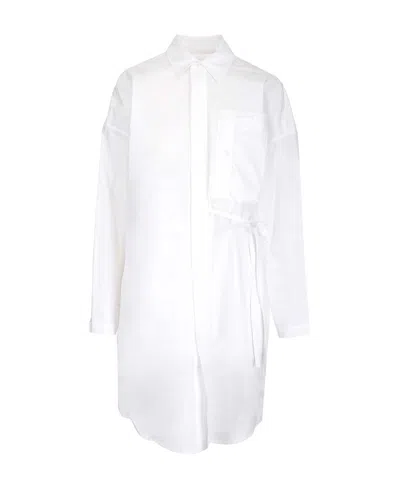 Ambush Oversized Waist-tie Shirt Dress In White
