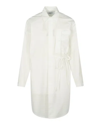 Ambush Oversized Waist-tie Shirt Dress In White