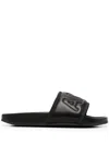 Ambush 10mm Quilted Leather Slide Sandals In Black