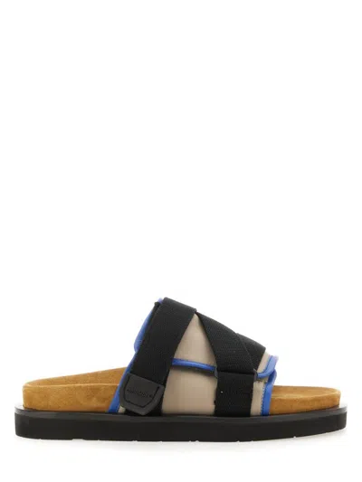 Ambush Leather Padded Slides In Blue